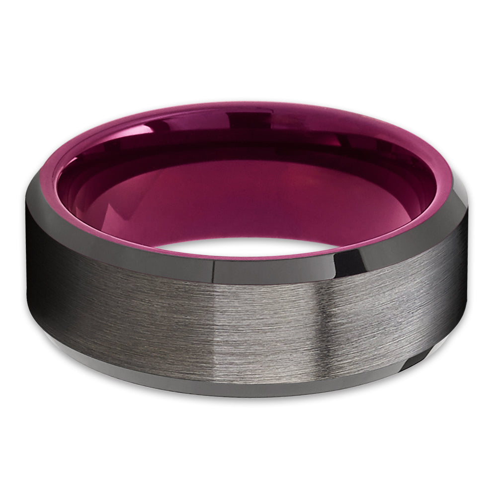 Gunmetal Tungsten Wedding Band - Purple Tungsaten Ring - Purple Tungsten - Clean Casting Jewelry