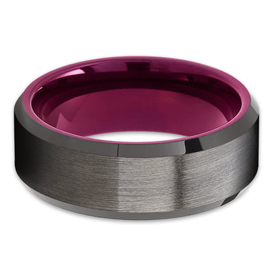 Gunmetal Tungsten Wedding Band - Purple Tungsaten Ring - Purple Tungsten - Clean Casting Jewelry