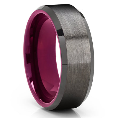 Gunmetal Tungsten Wedding Band - Purple Tungsaten Ring - Purple Tungsten - Clean Casting Jewelry