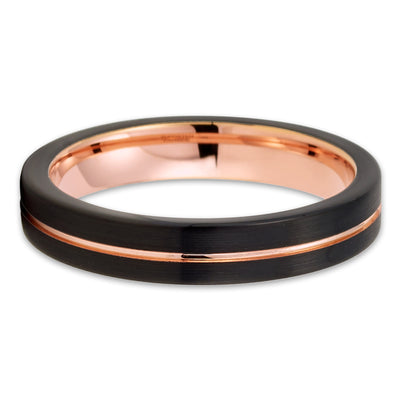 4mm - Rose Gold Tungsten Ring - Black Tungsten Ring - Women's Tungsten Ring - Clean Casting Jewelry