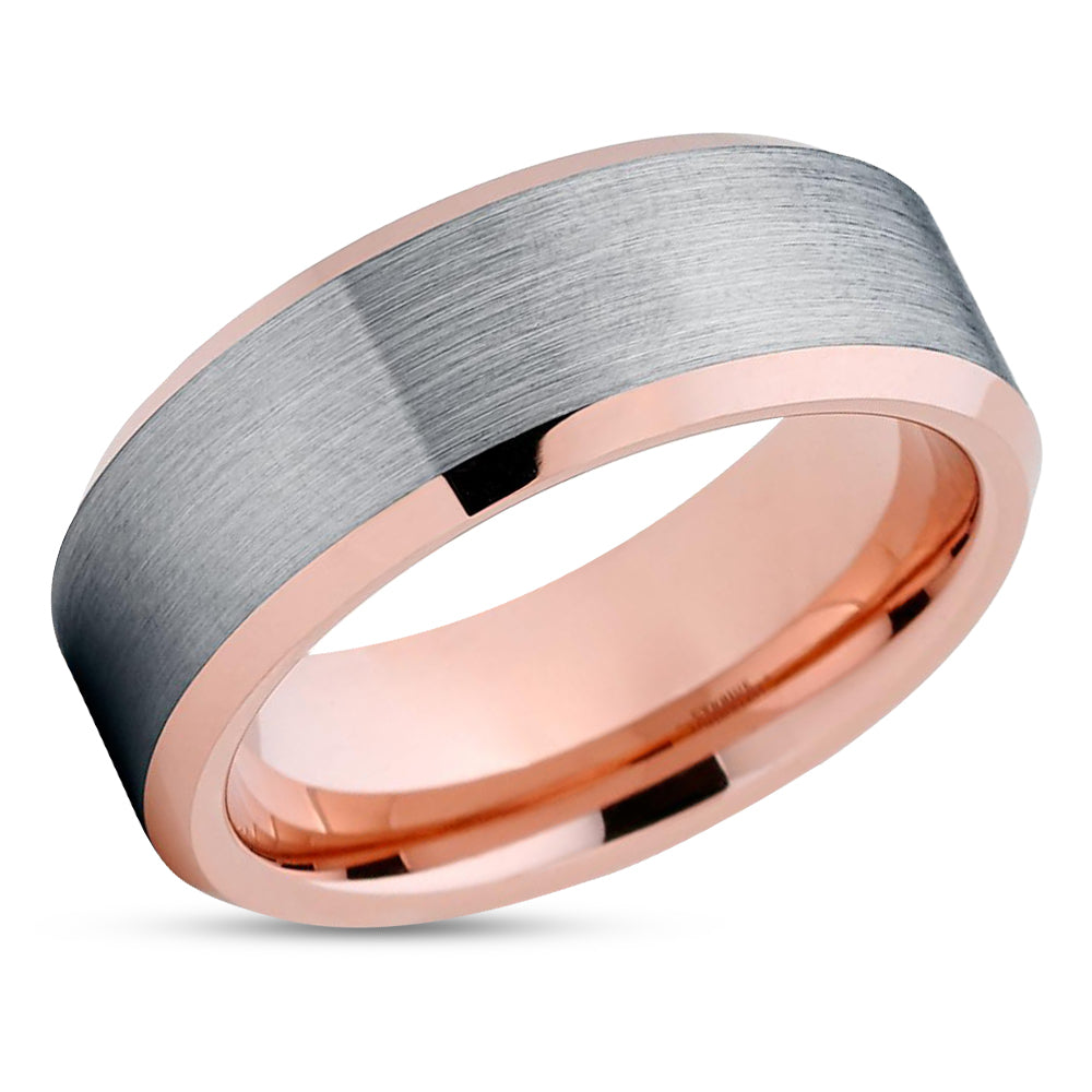 Tungsten Wedding Band - Rose Gold Tungsten - Wedding Ring - Rose Gold Ring
