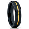 Yellow Gold Tungsten Ring - Black Black Tungsten Ring - 6mm - Brush - Clean Casting Jewelry