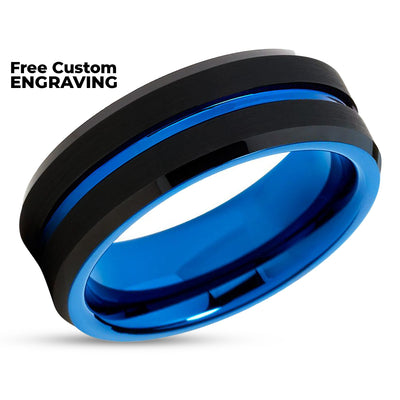 Blue Wedding Band - Tungsten Wedding Ring - Black Wedding Ring - Engagement Ring