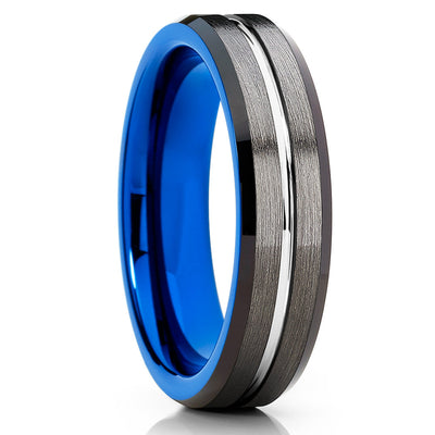 Blue Tungsten Band - Gray Tungsten Ring - 6mm - Black Tungsten Ring - Clean Casting Jewelry