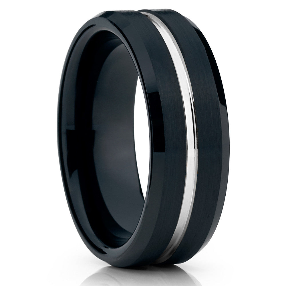 Black Tungsten Wedding Band - 8mm Ring - Tungsten Wedding Ring Brushed - Clean Casting Jewelry