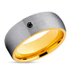 Yellow Gold Tungsten Ring - Black Diamond Ring - Tungsten Wedding Band - Ring