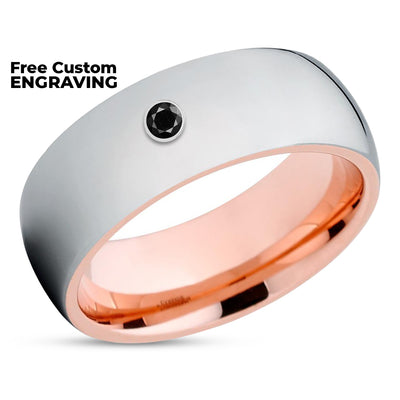 Black Diamond Wedding Ring - Rose Gold Tungsten Ring - Black Diamond Ring - Band