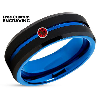 Ruby Wedding Band - Black Wedding Ring - Tungsten Wedding Band - Anniversary Ring