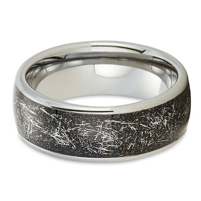 Silver Tungsten Ring - Meteorite Wedding Band - Meteorite Ring - Tungsten Wedding Ring