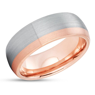 Rose Gold Tungsten Wedding Ring - Rose Gold Tungsten - Gray Tungsten Ring  - Men & Women