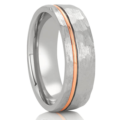 Man' Wedding Ring - White Gold Wedding Band - 14K Gold Ring - Rose Gold Wedding Ring