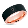 Rose Gold Tungsten Wedding Band - Black Diamond Ring - Wedding Ring - Black Diamond