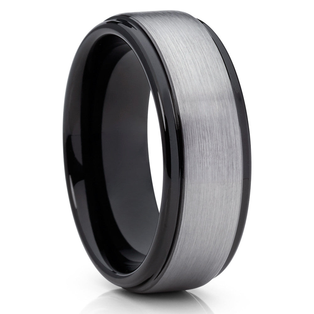 Black Tungsten Ring - Gray Tungsten Ring - Men's Black Tungsten Ring - Clean Casting Jewelry