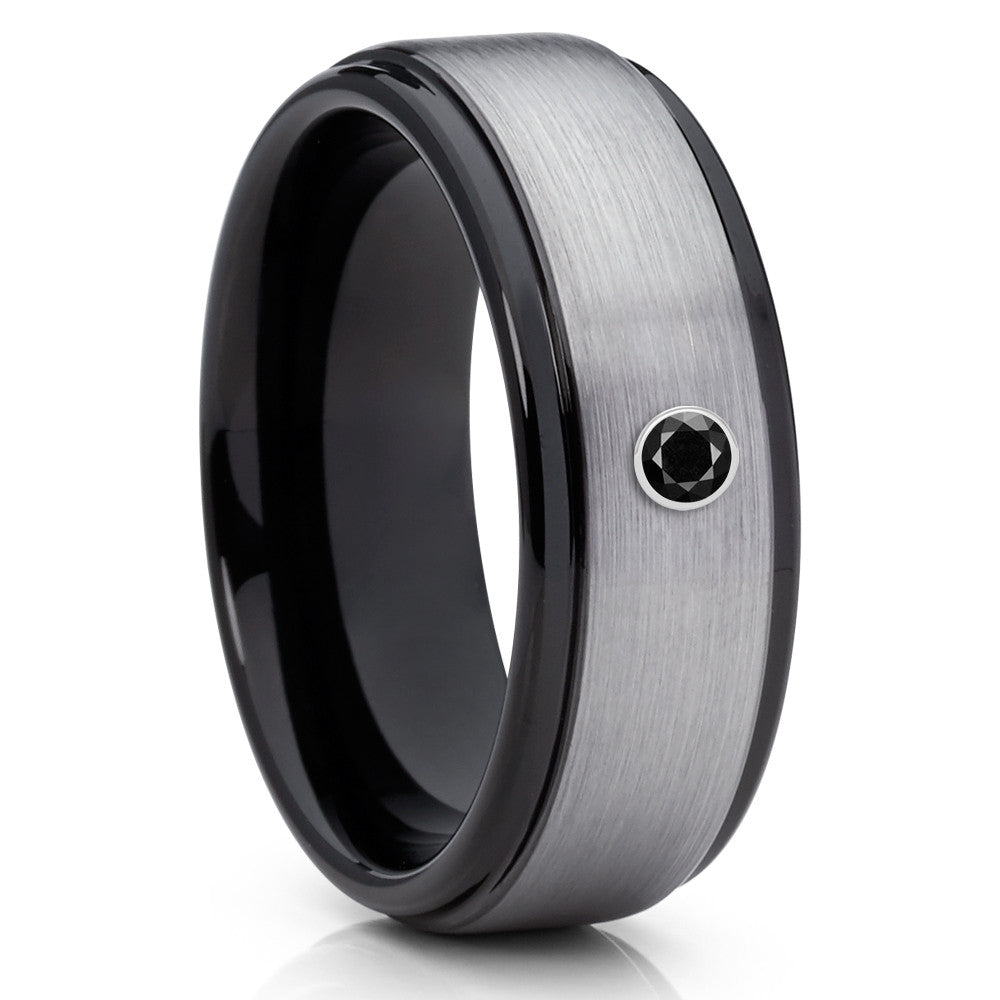 Brushed Black Ring - Tungsten Wedding Band - Black Diamond Band - Tungsten - Clean Casting Jewelry
