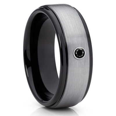Brushed Black Ring - Tungsten Wedding Band - Black Diamond Band - Tungsten - Clean Casting Jewelry
