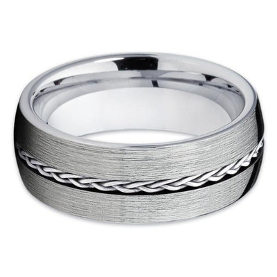 Tungsten Wedding Band - Braid Ring - Tungsten Wedding Ring - Silver Tungsten - Clean Casting Jewelry