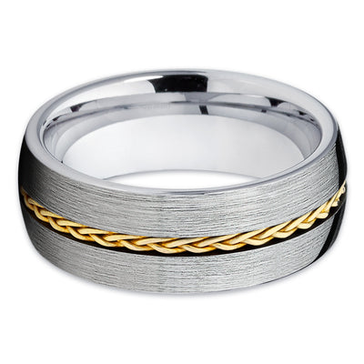 Men's Wedding Band- 14k Yellow Gold - Braid Ring - Tungsten Wedding Band - Clean Casting Jewelry