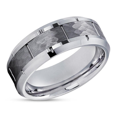 Man's Wedding Ring - Silver Tungsten Ring - Tungsten Wedding Band - Tungsten Carbide