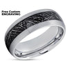 Meteorite Tungsten Wedding Band - Silver Tungsten Ring - Meteorite Tungsten Ring