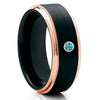Blue Diamond Tungsten Ring - Black Tungsten Ring - Rose Gold Tungsten Band - Clean Casting Jewelry