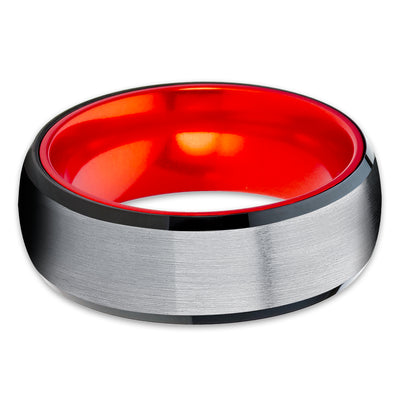 Orange Wedding Ring - Tungsten Wedding Ring - Black Tungsten Ring - Orange Ring - Wedding Band