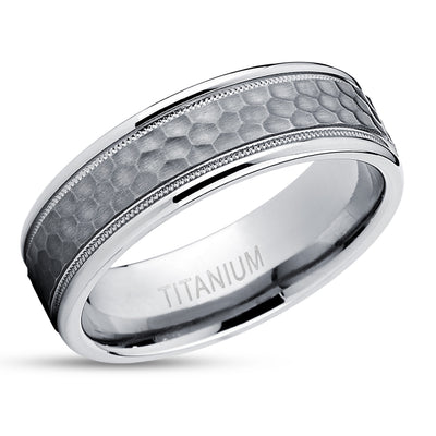 Titanium Wedding Ring - Titanium Wedding Ring - Hammered Wedding Ring - Titanium Ring - Wedding Ring