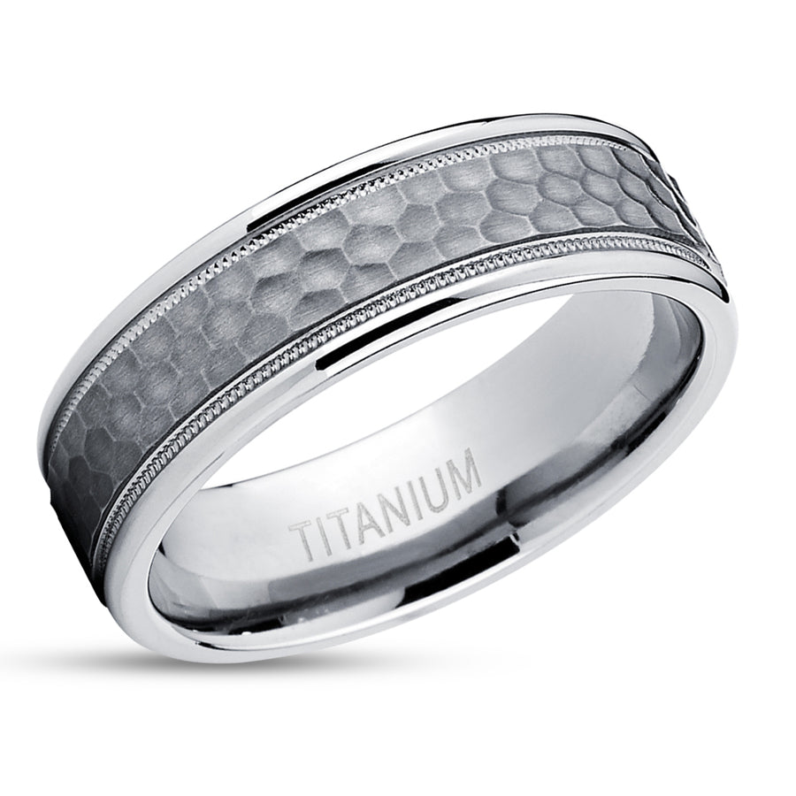 Titanium Wedding Ring - Titanium Wedding Ring - Hammered Wedding Ring - Titanium Ring - Wedding Ring