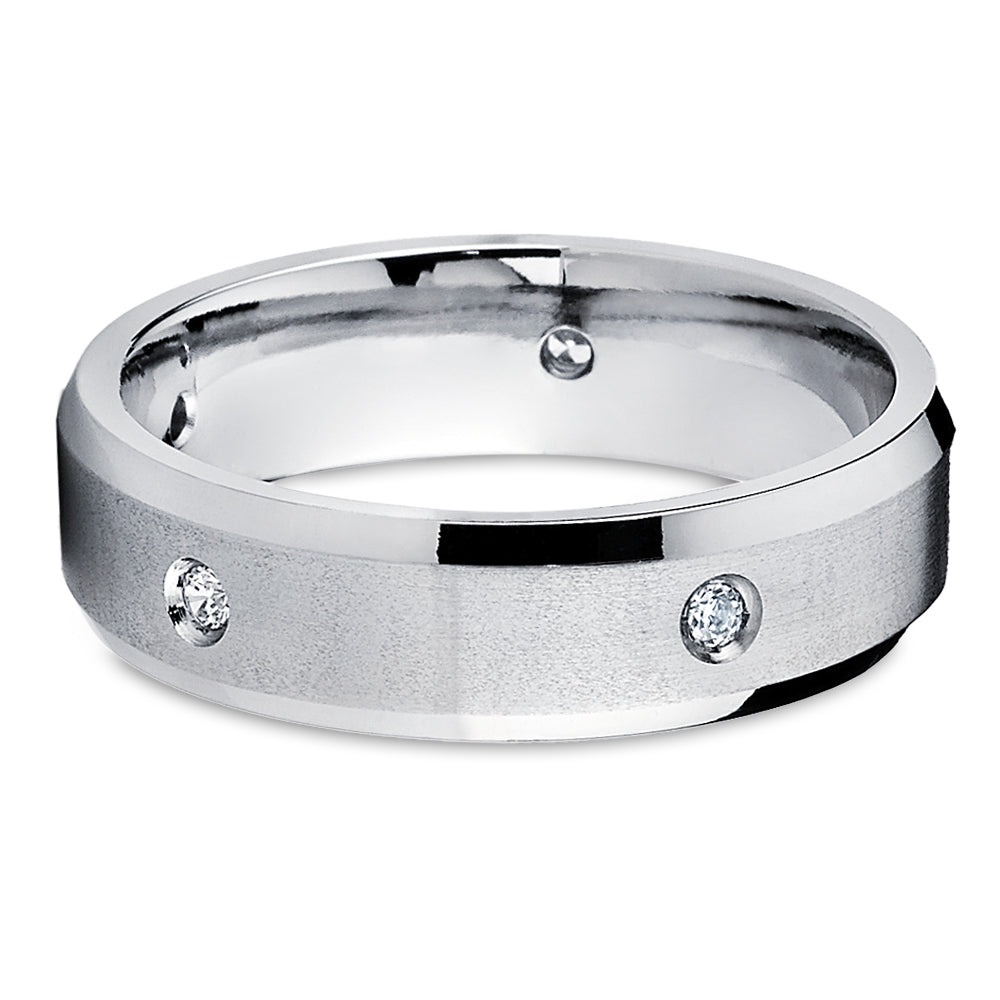 Diamond Wedding Ring - Titanium wedding Ring - White Diamond Ring - Wedding Band