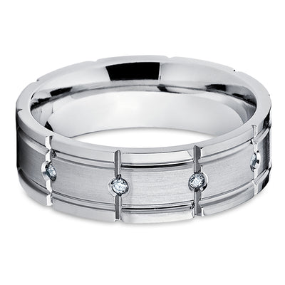 Titanium Wedding Ring - White Diamond Ring - Diamond Wedding Ring - Wedding Band - Ring