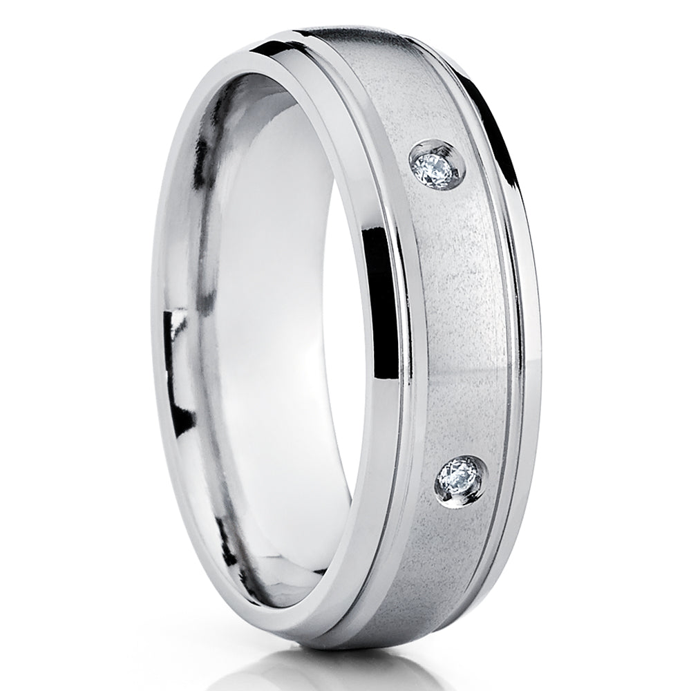 Titanium wedding Ring - Diamond Wedding Ring - Titanium Wedding Band - Engagement Ring