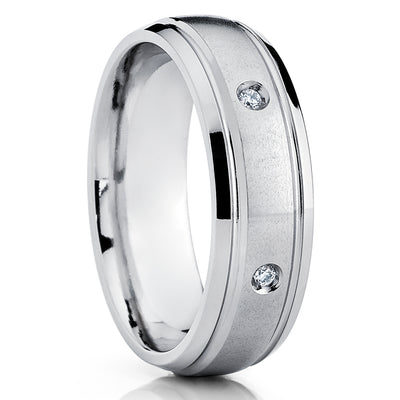 Titanium wedding Ring - Diamond Wedding Ring - Titanium Wedding Band - Engagement Ring