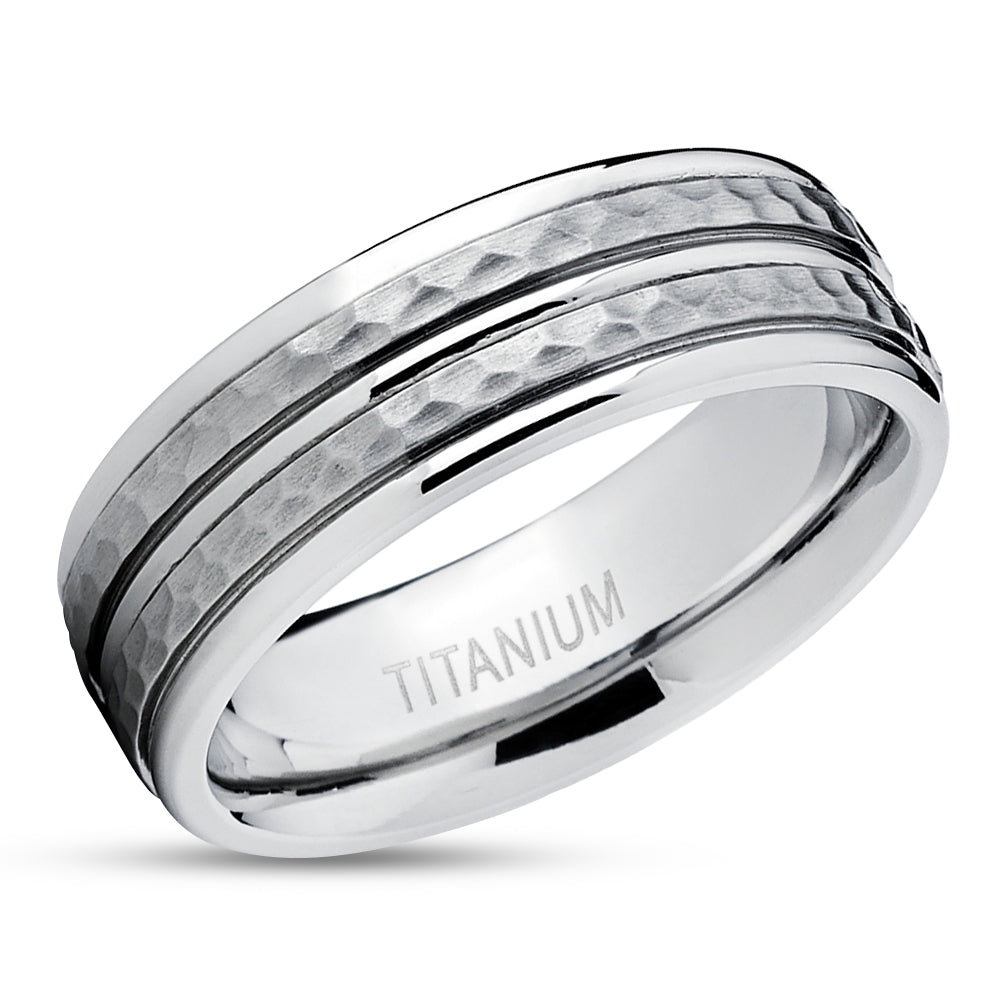 Titanium Wedding Ring - Hammered Wedding Ring - Titanium Wedding Band - Engagement Ring