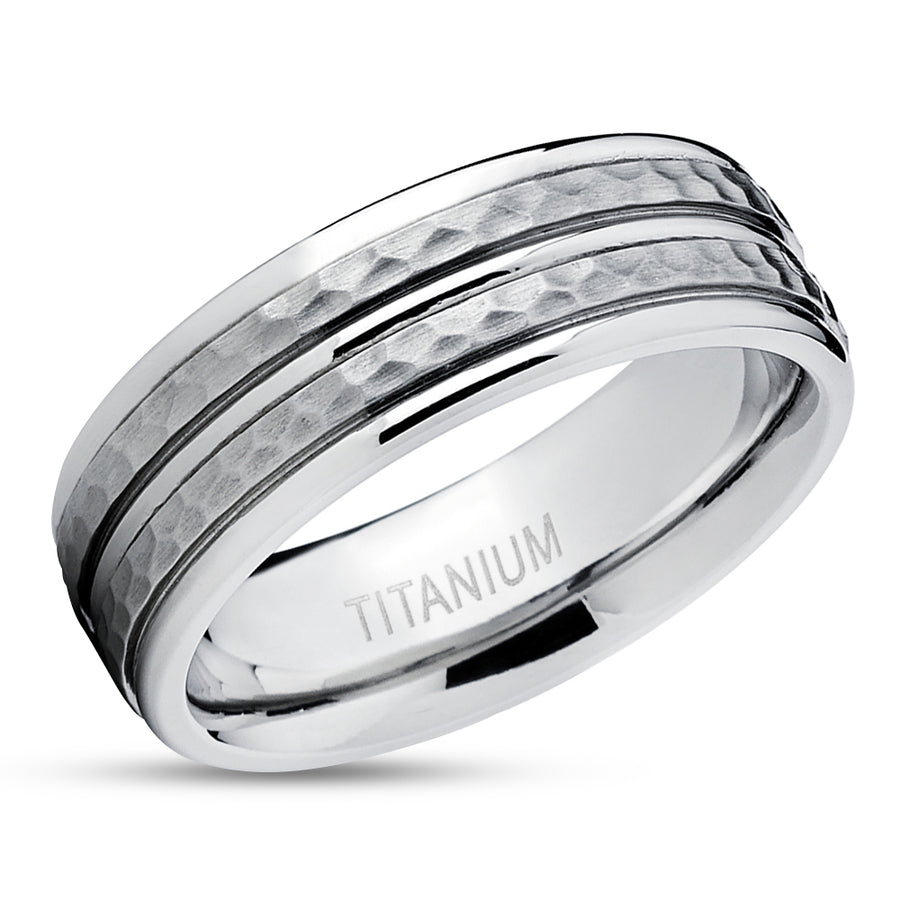 Titanium Wedding Ring - Hammered Wedding Ring - Titanium Wedding Band - Engagement Ring