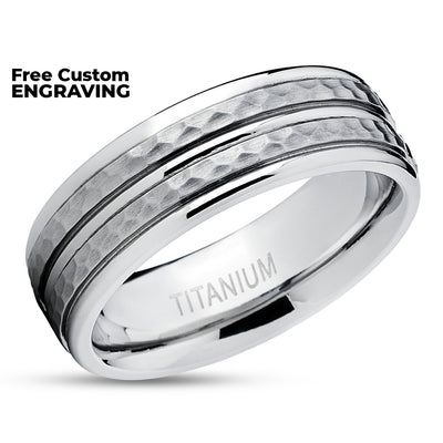Titanium Wedding Ring - Hammered Wedding Ring - Titanium Wedding Band - Engagement Ring