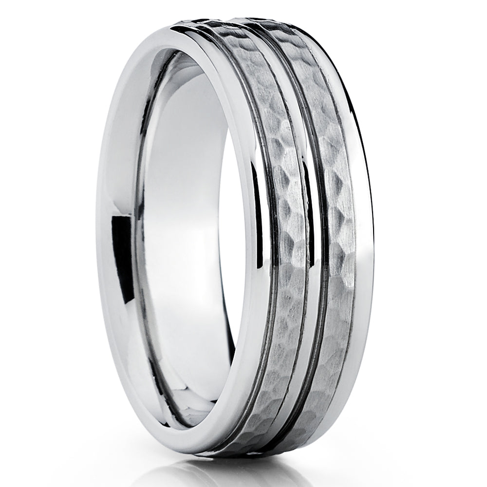 Titanium Wedding Ring - Hammered Wedding Ring - Titanium Wedding Band - Engagement Ring