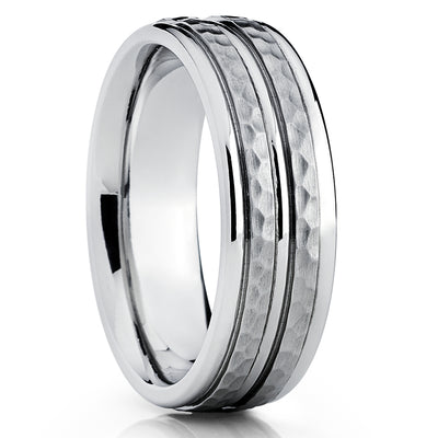 Titanium Wedding Ring - Hammered Wedding Ring - Titanium Wedding Band - Engagement Ring