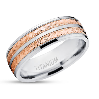 Rose Gold Wedding Ring - Rose Gold Wedding Ring - Titanium Wedding Band - 14k Rose Gold
