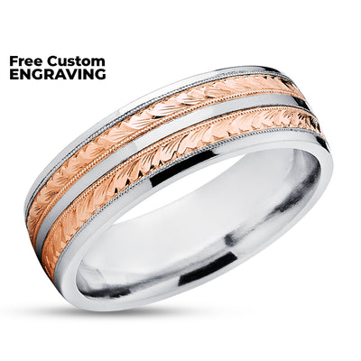 Rose Gold Wedding Ring - Rose Gold Wedding Ring - Titanium Wedding Band - 14k Rose Gold