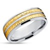 Yellow Gold Wedding Ring -14k Yellow Gold Ring - Titanium Wedding Ring - Anniversary Ring
