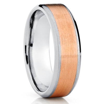 Rose Gold Wedding Ring - Titanium Wedding Band - 14k Rose Gold - Engagement Ring