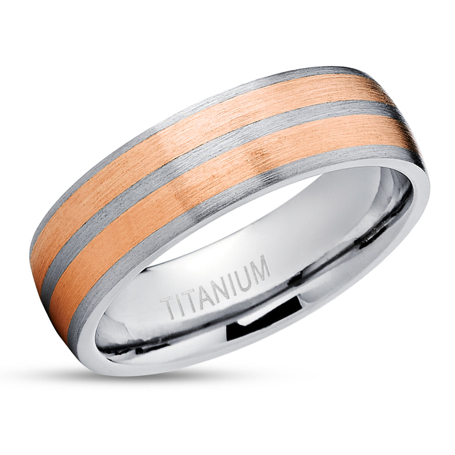 Titanium Wedding Ring - Rose Gold Wedding Ring - Wedding Ring - Rose Gold Band - 14k Rose Gold