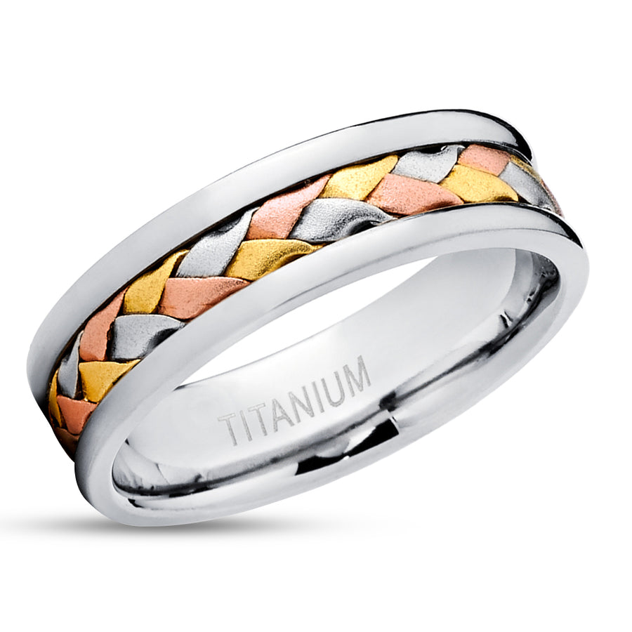 Rose Gold Wedding Ring - Titanium Wedding Ring - Braid Ring - Rose Gold Ring - Yellow Gold Ring - Braid Ring