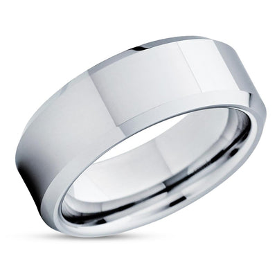 Silver Wedding Band - Tungsten Wedding Ring - Tungsten Carbide Ring - Wedding Ring