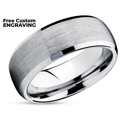 Silver Wedding Ring - Tungsten Wedding Ring - Tungsten Carbide Ring - Engagement Ring - Band