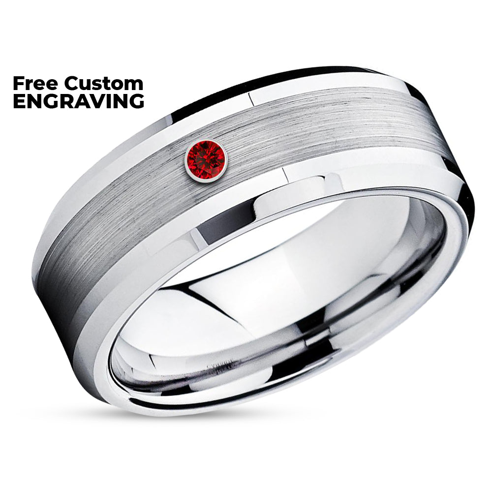 Rose Gold Wedding Ring - Ruby Tungsten Ring - Unique Wedding Band - Ruby Ring