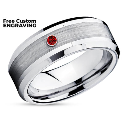 Rose Gold Wedding Ring - Ruby Tungsten Ring - Unique Wedding Band - Ruby Ring