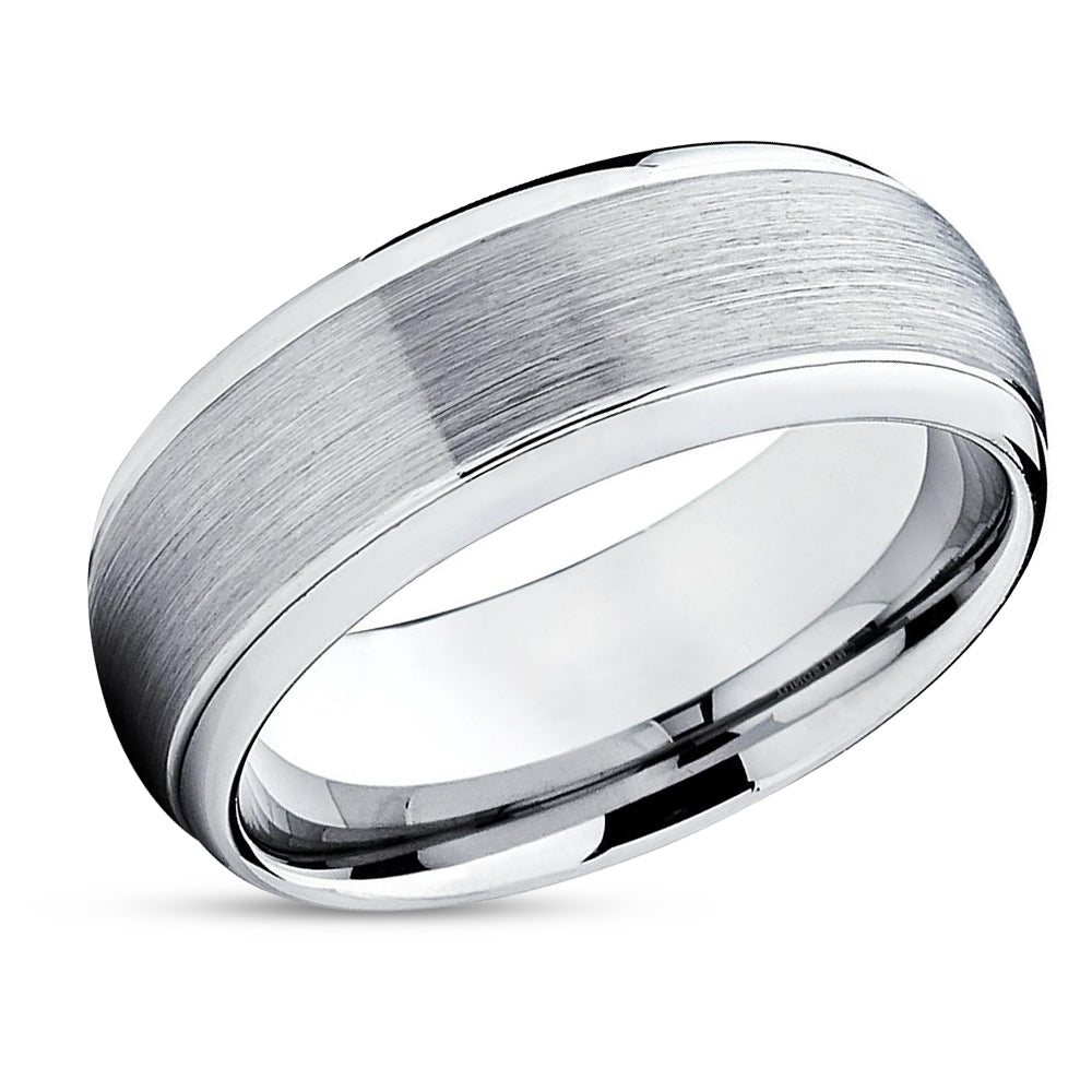 Tungsten Wedding Band - Silver Tungsten Ring - Dome Tungsten Ring - Wedding Ring