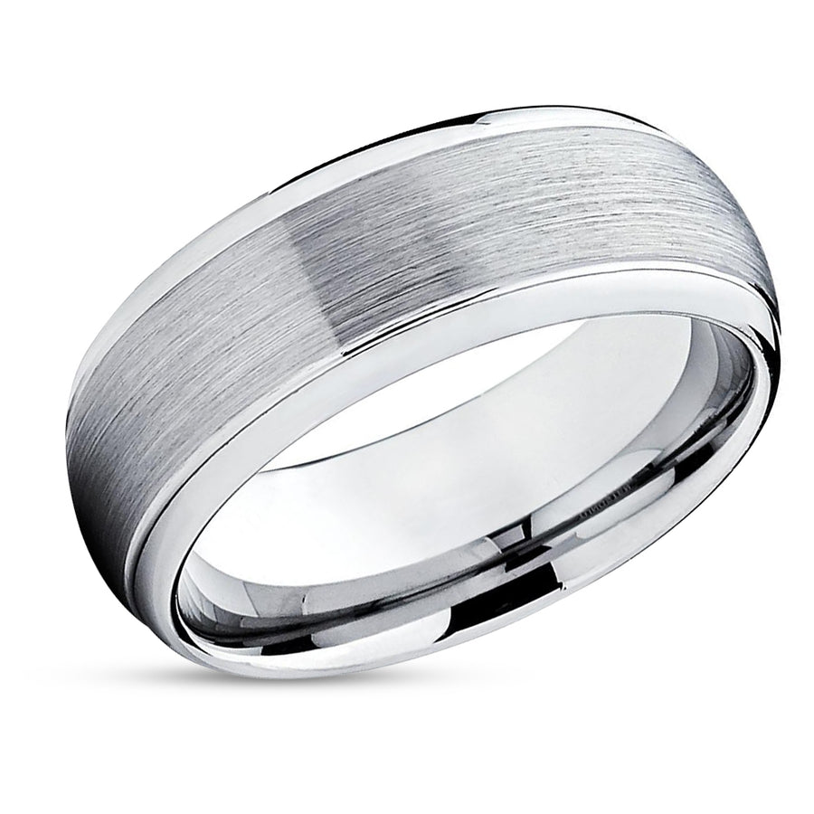 Tungsten Wedding Band - Silver Tungsten Ring - Dome Tungsten Ring - Wedding Ring