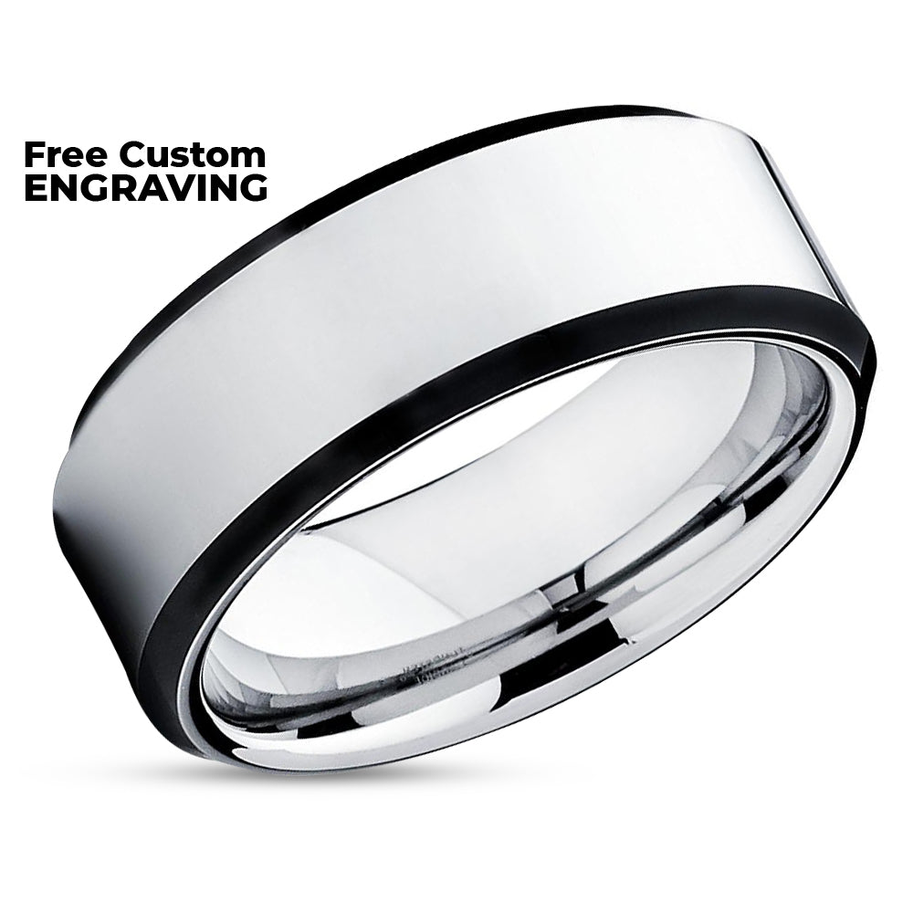 Man's Wedding Band - Black Tungsten Ring - 8mm Wedding Ring - Wedding Band
