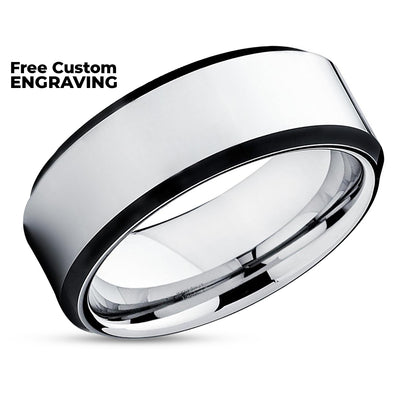 Man's Wedding Band - Black Tungsten Ring - 8mm Wedding Ring - Wedding Band